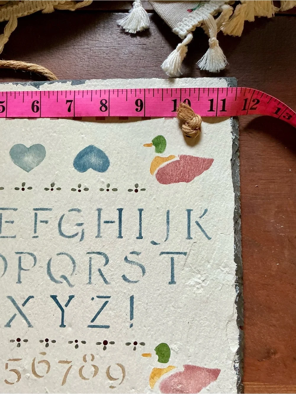 Alphabet & Numbers slate sampler Decorative Wall Sign multicolored handcrafted .